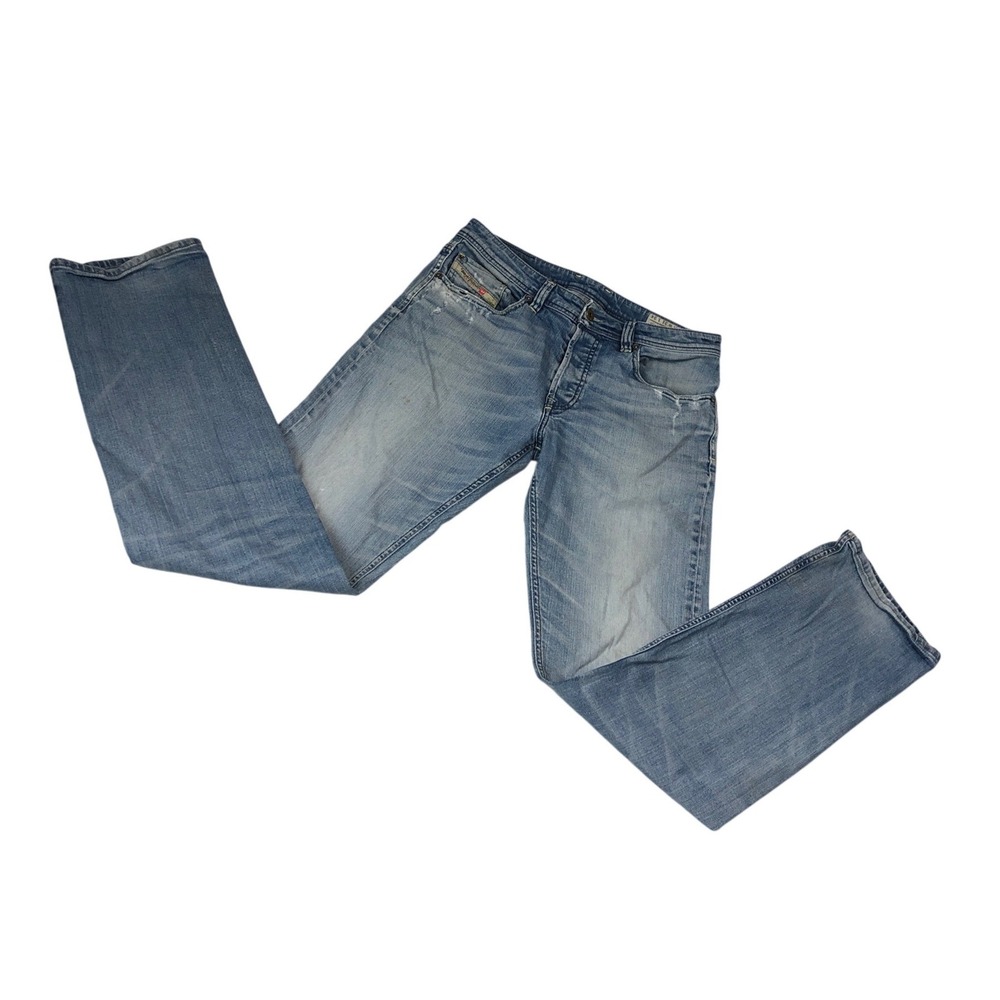 Diesel Larkee Mens Relaxed Straight Distressed Jeans 31x33 Button Fly Stretch